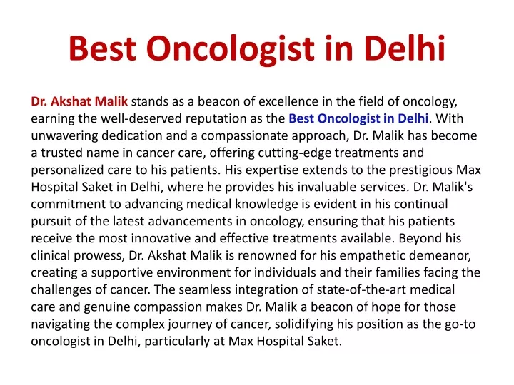 best oncologist in delhi