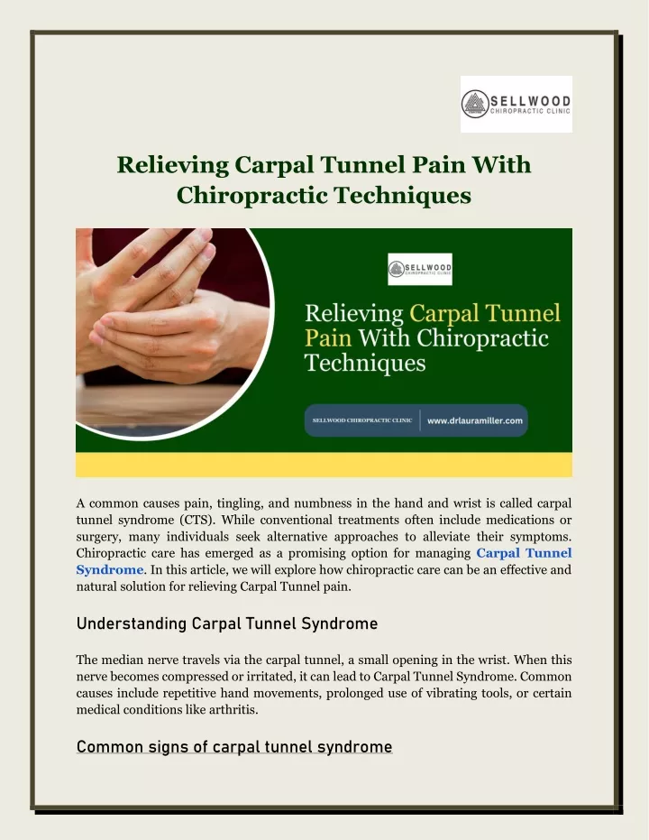 relieving carpal tunnel pain with chiropractic