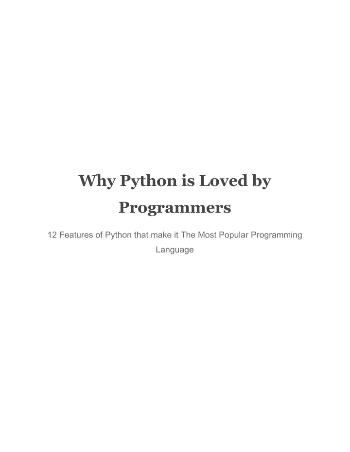 why python is loved by