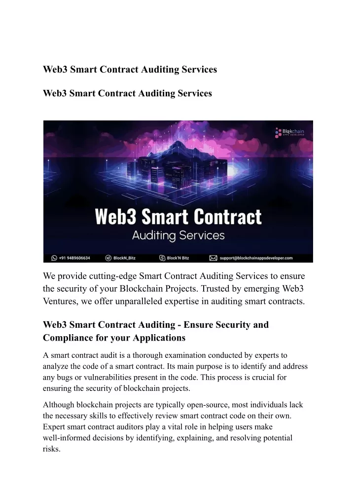 web3 smart contract auditing services