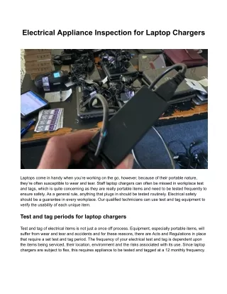 Electrical Appliance Inspection for Laptop Chargers
