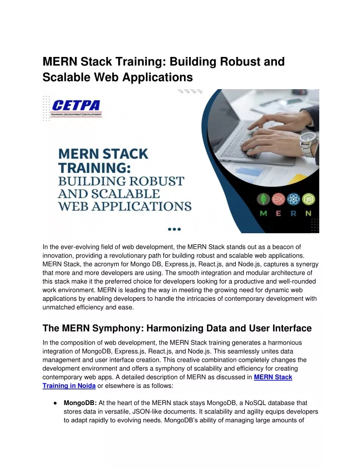 mern stack training building robust and scalable