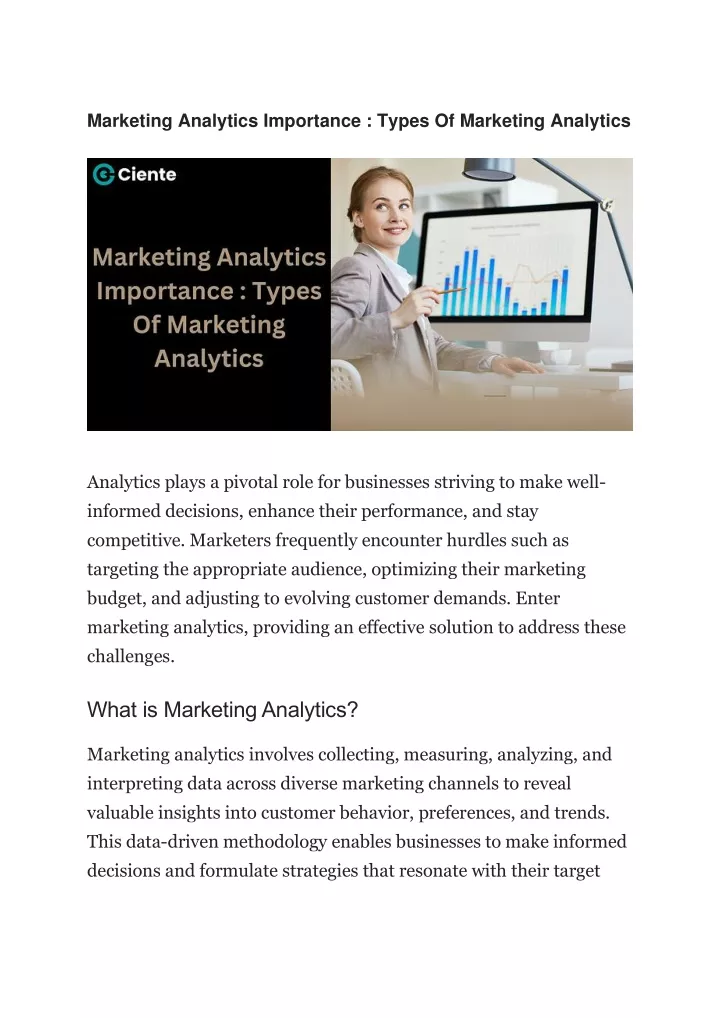 marketing analytics importance types of marketing
