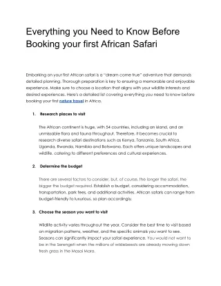 Everything you need to know before booking your first African safari