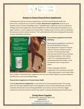 Reasons to Choose Flavored Horse Supplements