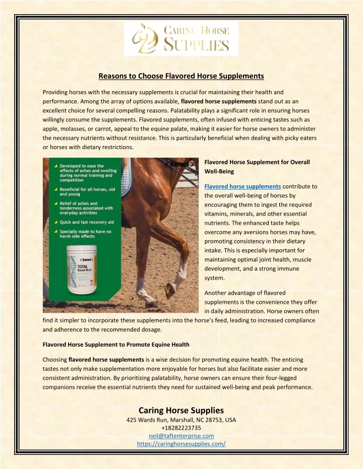 reasons to choose flavored horse supplements