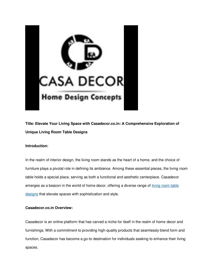 title elevate your living space with casadecor