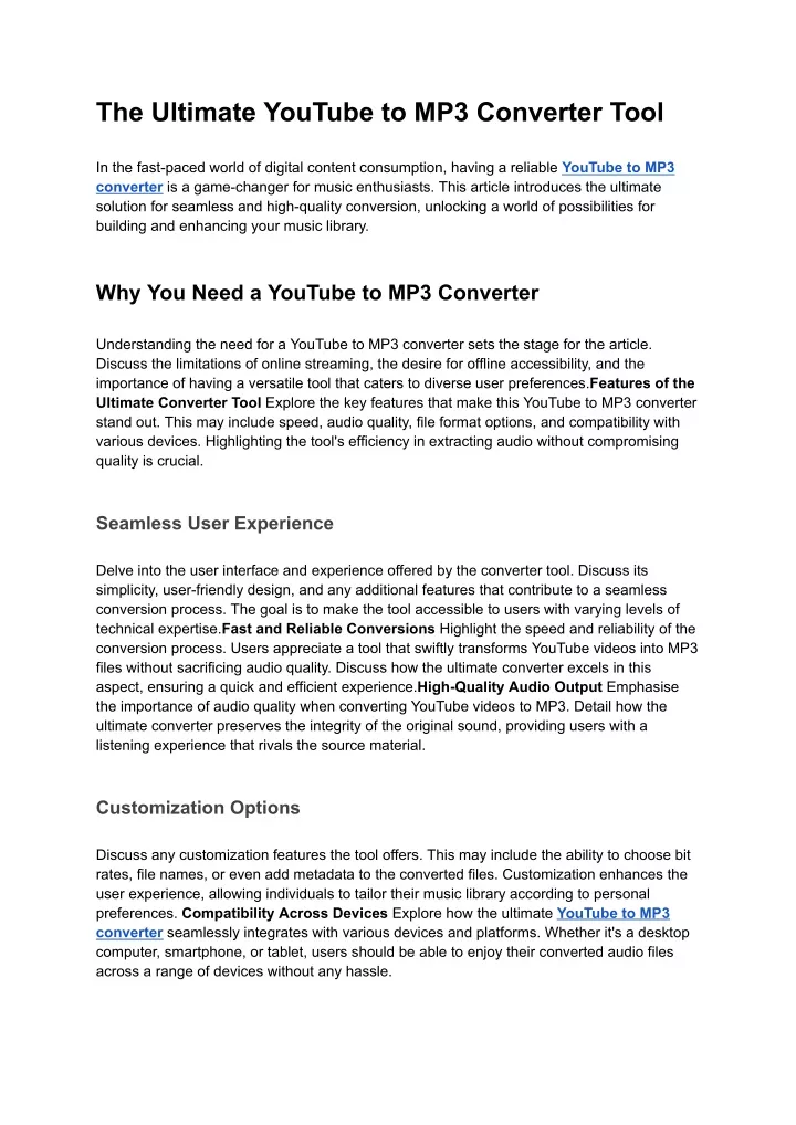 the ultimate youtube to mp3 converter tool