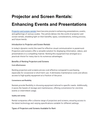 Projector and Screen Rentals