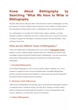 Know About Bibliography by Searching What We Have to Write in Bibliography