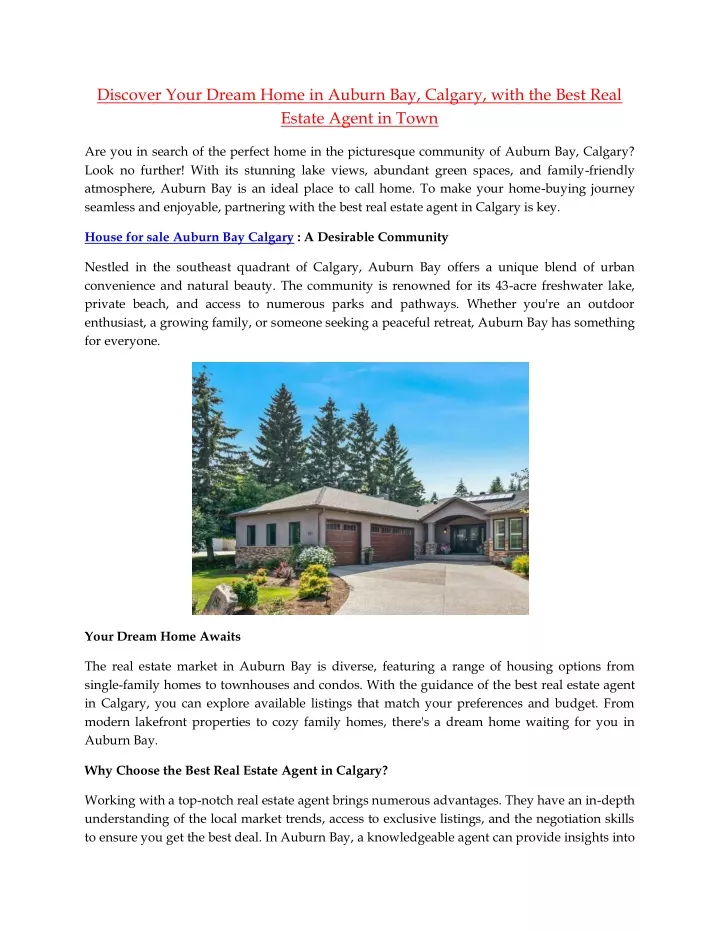 discover your dream home in auburn bay calgary