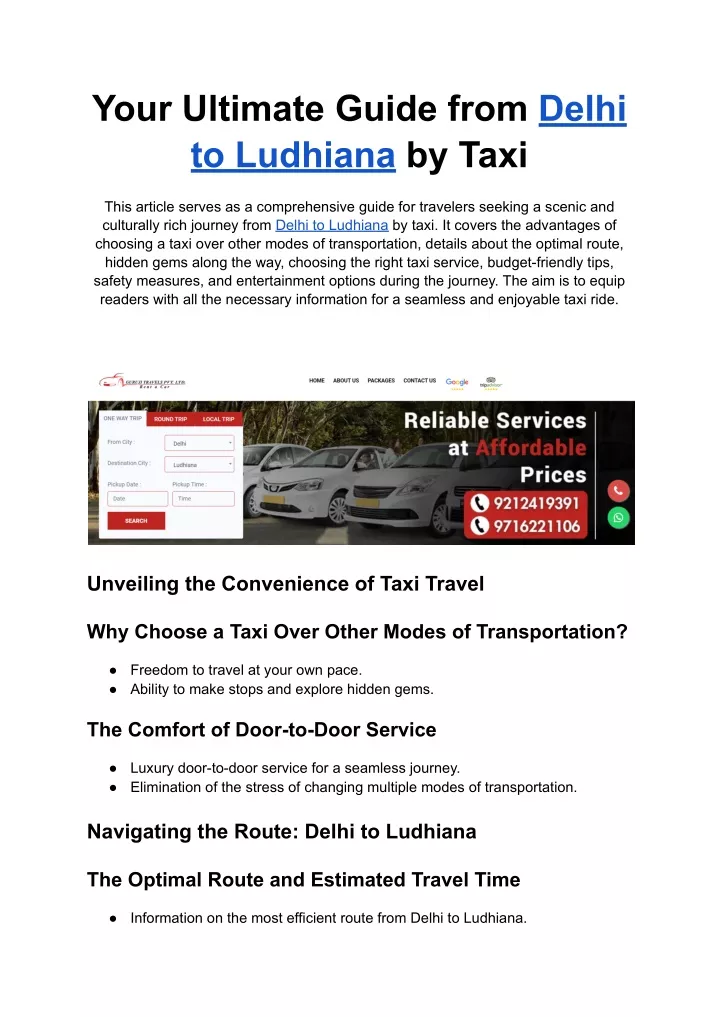 your ultimate guide from delhi to ludhiana by taxi