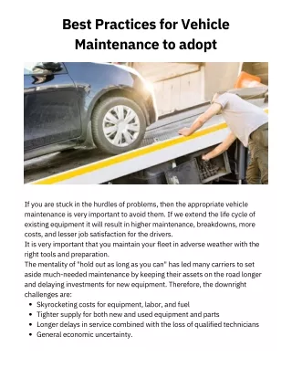 Vehicle Maintenance Best Practices