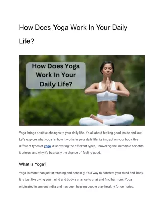 How does yoga work in your daily life