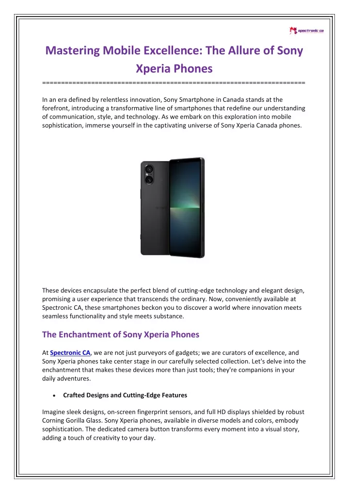 mastering mobile excellence the allure of sony