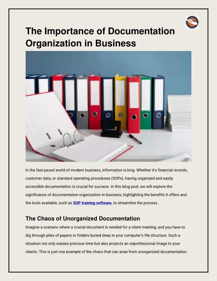 the importance of documentation organization