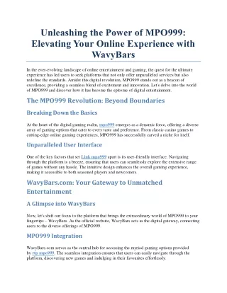 unleashing the power of mpo999 elevating your