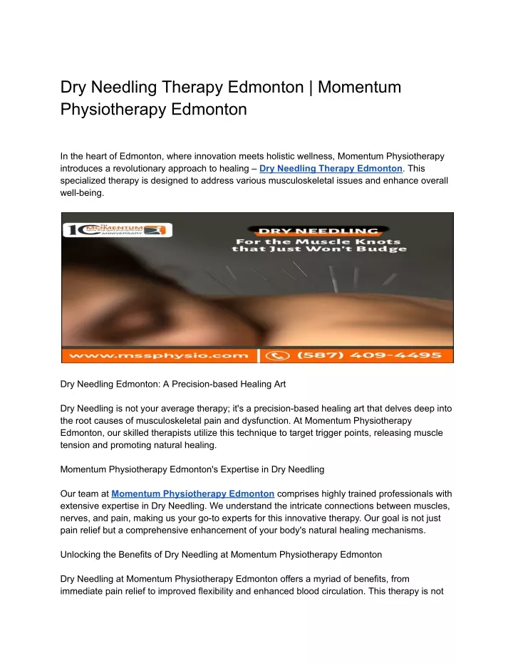 dry needling therapy edmonton momentum
