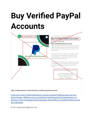 Buy Verified PayPal Account Personal And Business