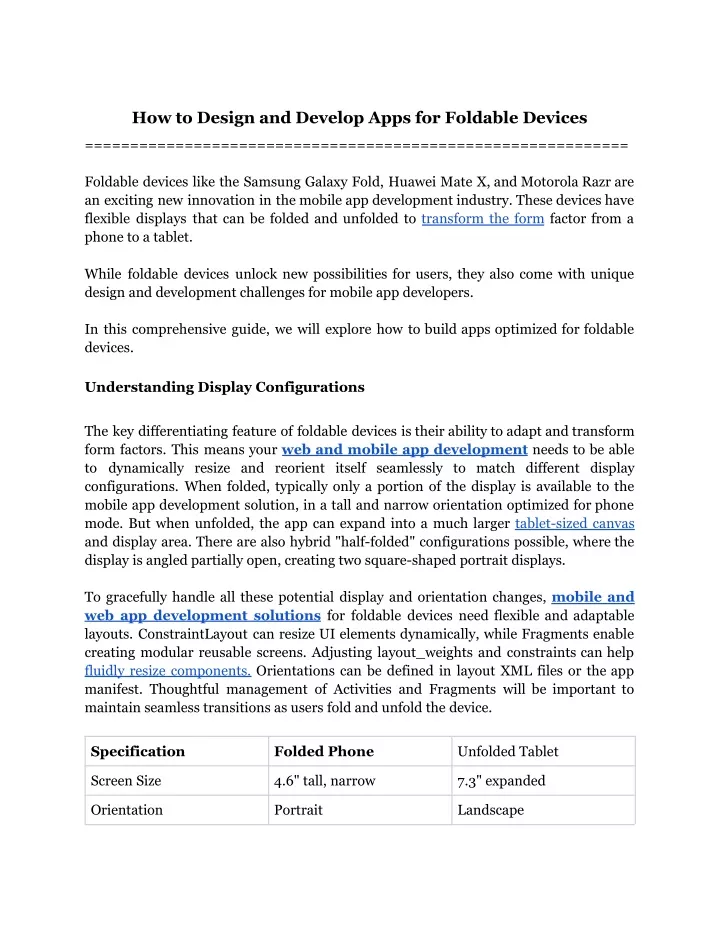 how to design and develop apps for foldable