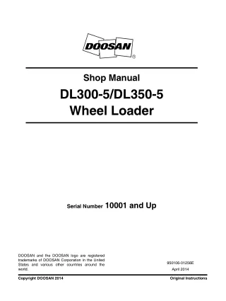 Doosan DL350-5 Wheel Loader Service Repair Manual