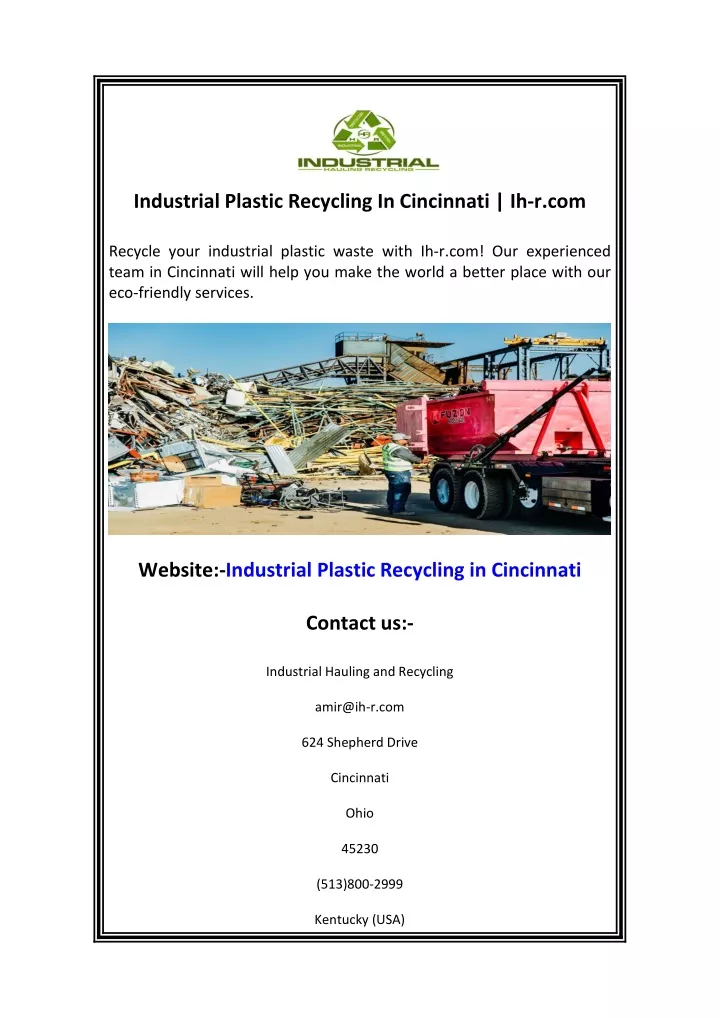 industrial plastic recycling in cincinnati