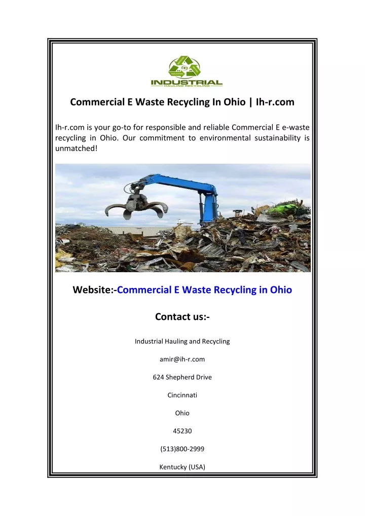 commercial e waste recycling in ohio ih r com