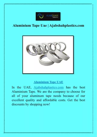 Aluminium Tape Uae | Ajabshahplastics.com