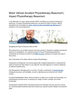 motor vehicle accident physiotherapy beaumont