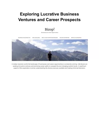 Exploring Lucrative Business Ventures and Career Prospects_2
