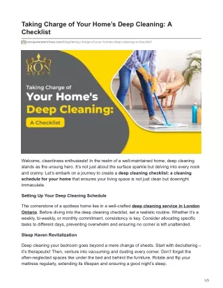 Taking Charge of Your Home's Deep Cleaning - A Checklist