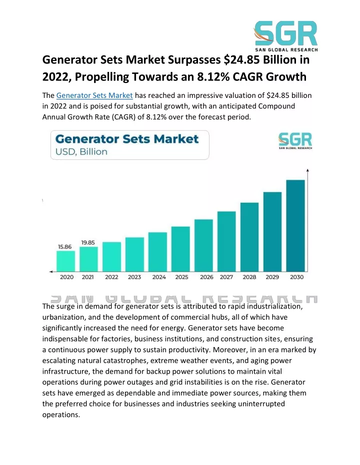 generator sets market surpasses 24 85 billion