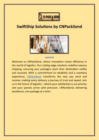 SwiftShip Solutions by CNPackSend