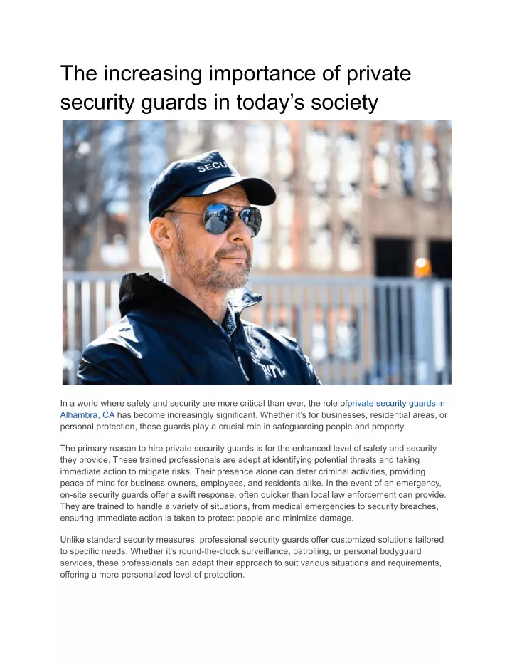 the increasing importance of private security