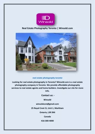 Real Estate Photography Toronto | Winsold.com