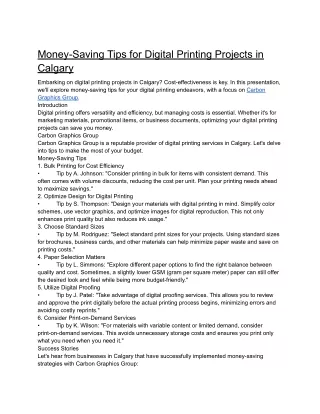 Money-Saving Tips for Digital Printing Projects in Calgary