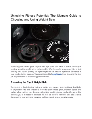 Unlocking Fitness Potential: The Ultimate Guide to Choosing and Using Weight Set