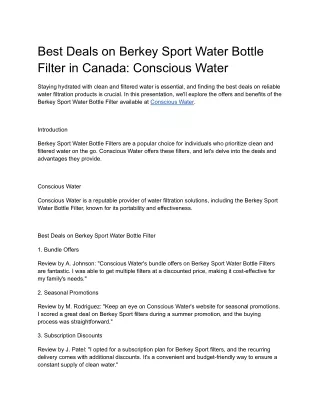 Best Deals on Berkey Sport Water Bottle Filter in Canada_ Conscious Water