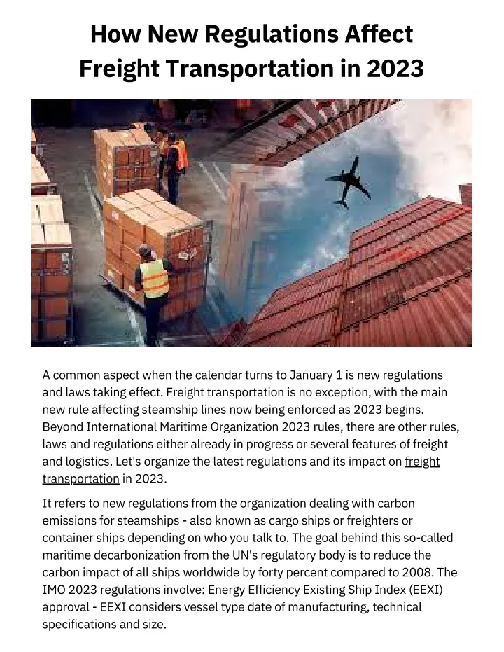 how new regulations affect freight transportation