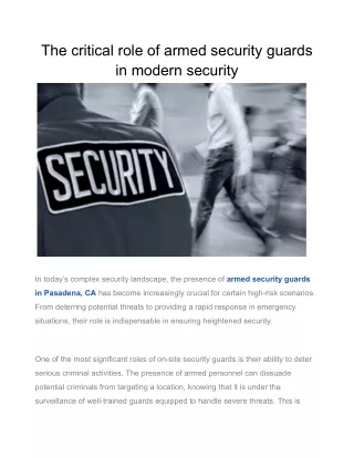 The critical role of armed security guards in modern security