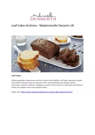 Loaf Cakes Archives - Mademoiselle Desserts UK