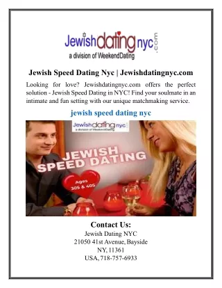 Jewish Speed Dating Nyc | Jewishdatingnyc.com