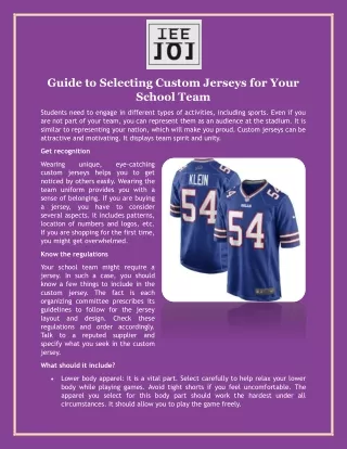 Guide to Selecting Custom Jerseys for Your School Team