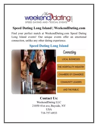 Speed Dating Long Island | WeekendDating.com