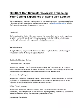 OptiShot Golf Simulator Reviews_ Enhancing Your Golfing Experience at Swing Golf Lounge