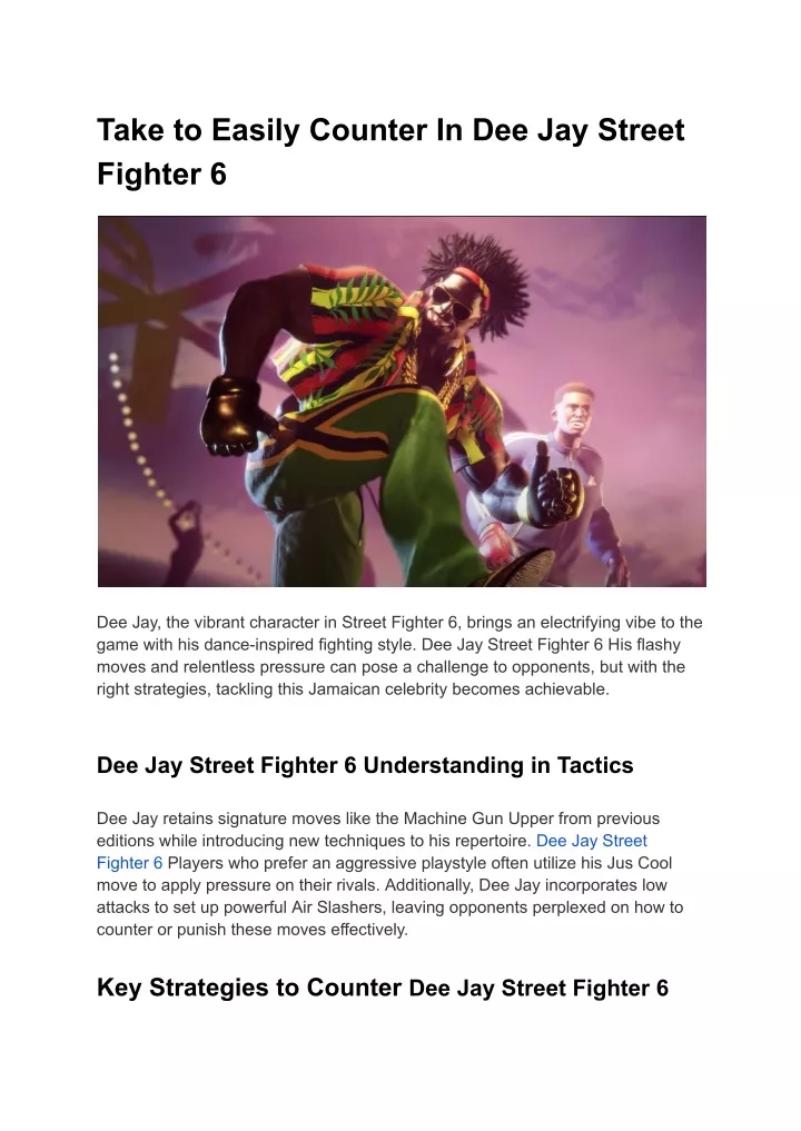 take to easily counter in dee jay street fighter 6