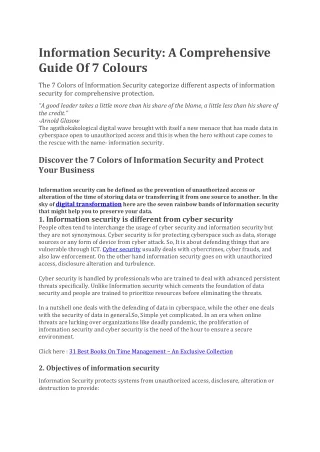The significance of the 7 Colors of Information Security