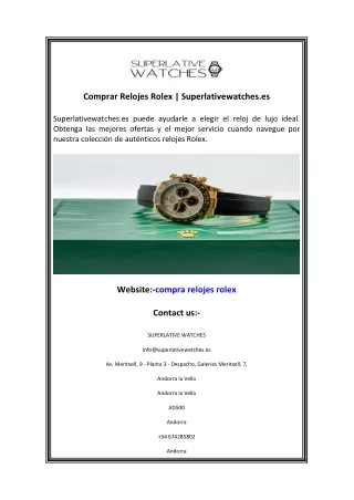 Comprar Relojes Rolex  Superlativewatches.es