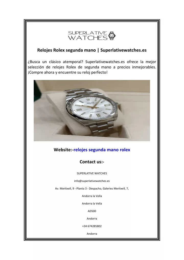 relojes rolex segunda mano superlativewatches es