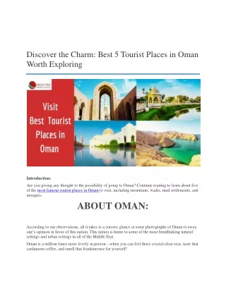 Discover the Charm Best 5 Tourist Places in Oman Worth Exploring